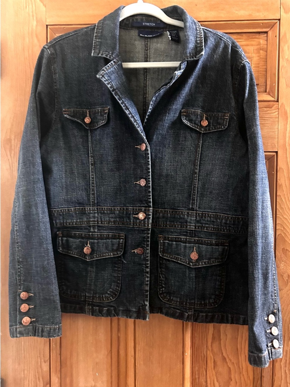 Bill Blass vintage denim jean jacket blazer. 99% cotton, 1% Spandex.